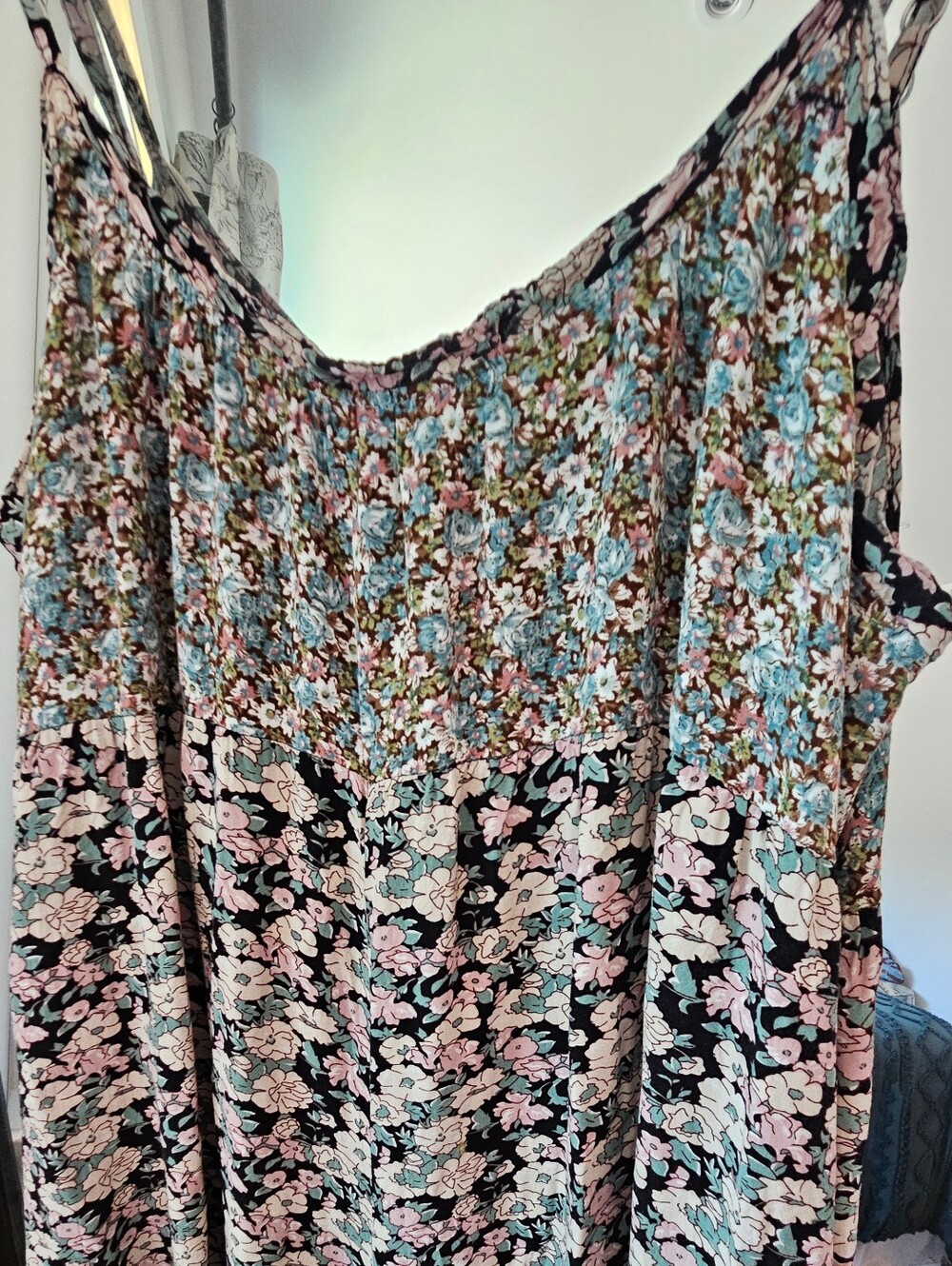 NATURAL LIFE Boho Spaghetti Strap Jumpsuit with Pink & Cream Flowers - Picture 2 of 6